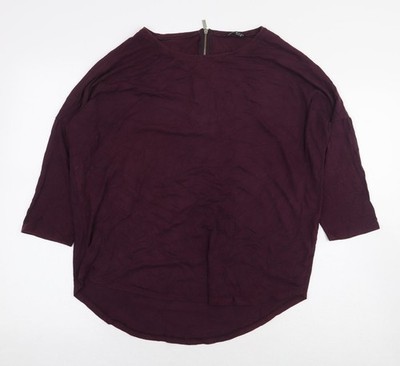 Wählen Sie Damen Red Viscose Basic T-Shirt Größe 14 mit Rundhalsausschnitt