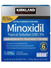 Kirkland Minoxidil 5 Hair Regrowth Treatment 6 Month Supply 6x 2oz NEW SEALED