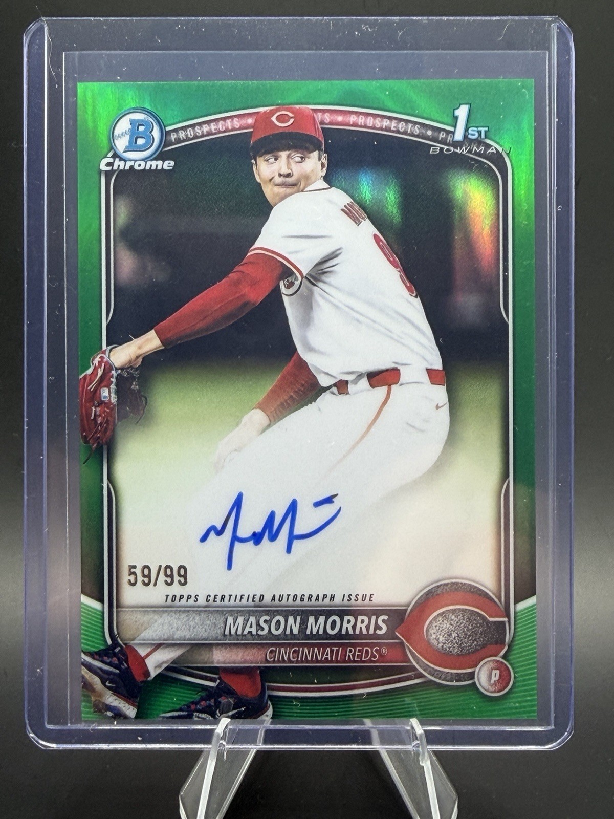 2025 Bowman Draft Chrome Mason Morris True Green Refractor Auto /99 1st Bowman
