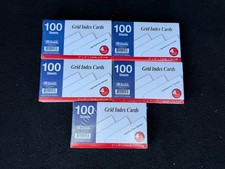 Lot of 5 Bazic 3x5 Grid Index Cards 100 Sheets Each White New Sealed