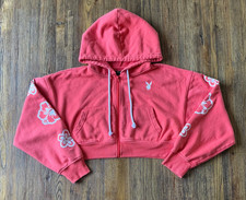 PLAYBOY By PACSUN Petal Sleeve Cropped Zip Hoodie Drop Shoulder