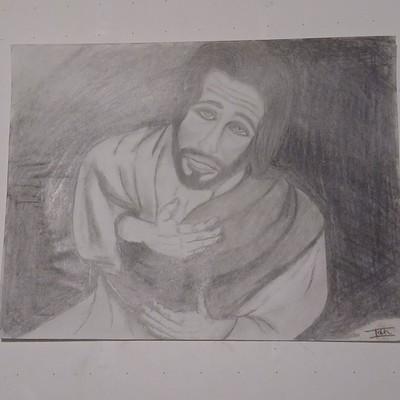 pencil drawing original portraiture religious handmade by artist,signed