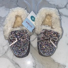 Cat and Jack Moccasins Slippers Slip- On Rainbow Glitter Medora Size 8 NEW