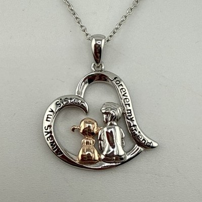 Sterling Silber 925 Bruder und Schwester Halskette 1  Anhänger mit 18 -20  SS Kette