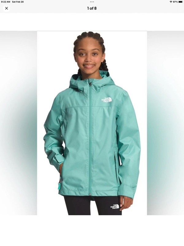 The North Face Girls Hooded Raincoat  Jacket/ Coat Sz XL