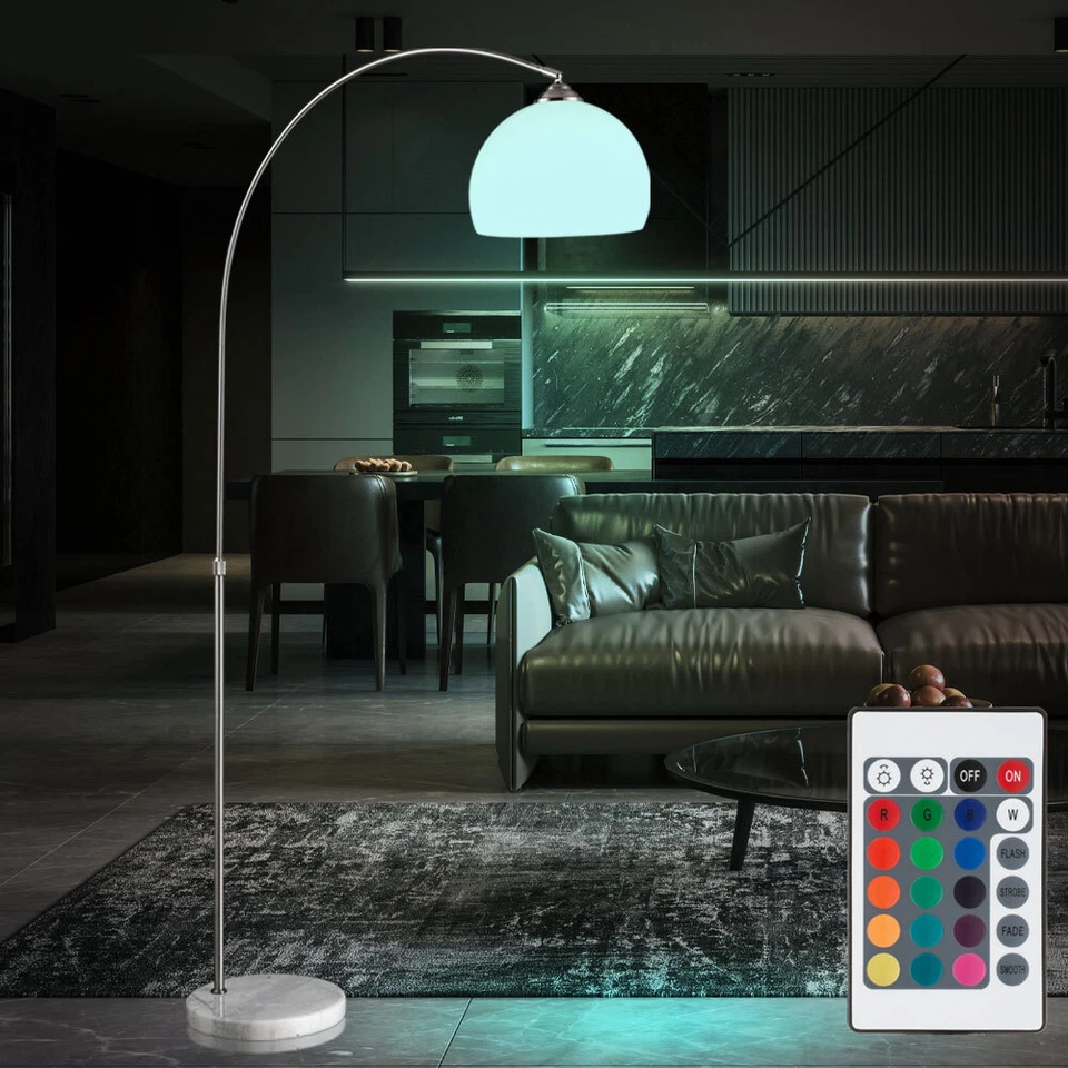 RGB LED Steh Leuchte Wohn Zimmer Lese Lampe dimmbar FERNBEDIENUNG Marmor Sockel - Bild 3 von 4