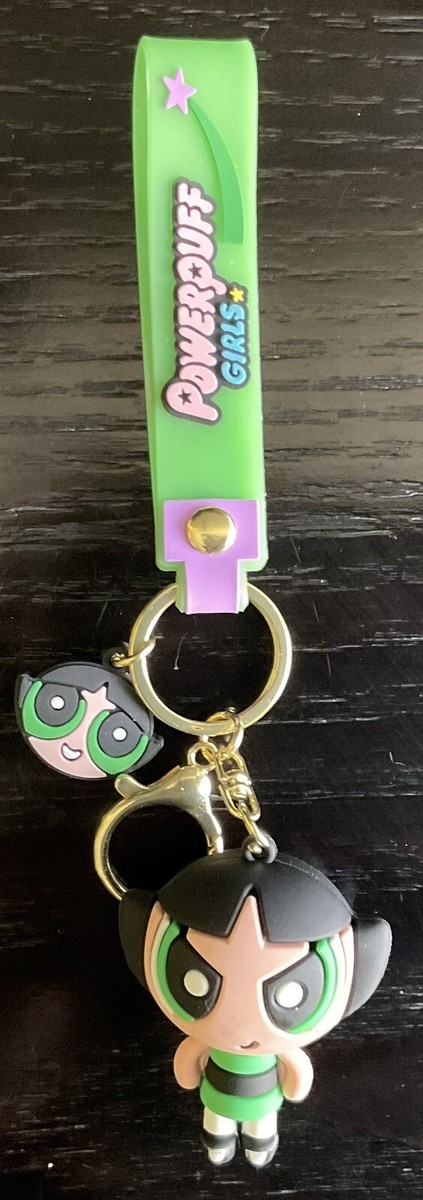 POWERPUFF GIRLS -SET OF 4- NOVELTY 3-D KEYCHAINS W/WRISTBAND AND