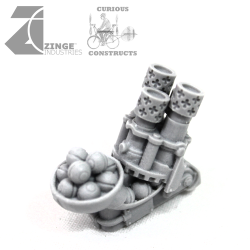 Pistola Steampunk Zinge Industries - varios cañones máquina de misiles mortero Gatling - Imagen 37 de 39