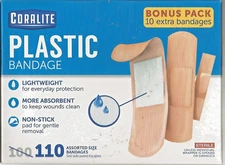 Coralite Bandages 110 Assorted Size Plastic Sterile 1 pack