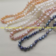 Natural 8-9mm White Pink Purple Freshwater Baroque Pearl Necklace 18" 