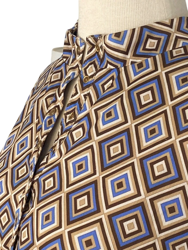 ХВОСТ коричневый синий производительности 1/4 snap короткий рукав спортивный теннис гольф верхний размер XL - Изображение 4 из 4