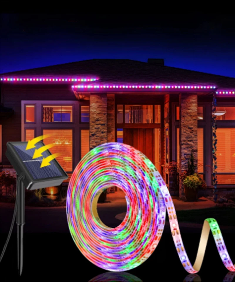 LED Solar Strip Light Flexible Lamp Outdoor Garden Decor Lights 8 Modes - Image 2 of 4