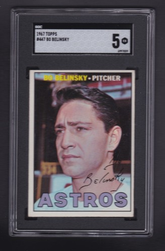 1967 TOPPS #447 BO BELINSKY ASTROS '66 STATISTICHE QUASI ANDATE SGC 5 SET ROTTURA ~RARO~ - Foto 1 di 2
