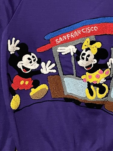 Vtg Disney Mickey Minnie Mouse Sunday Comics Sweatshirt San Francisco Purple Med - Picture 2 of 12