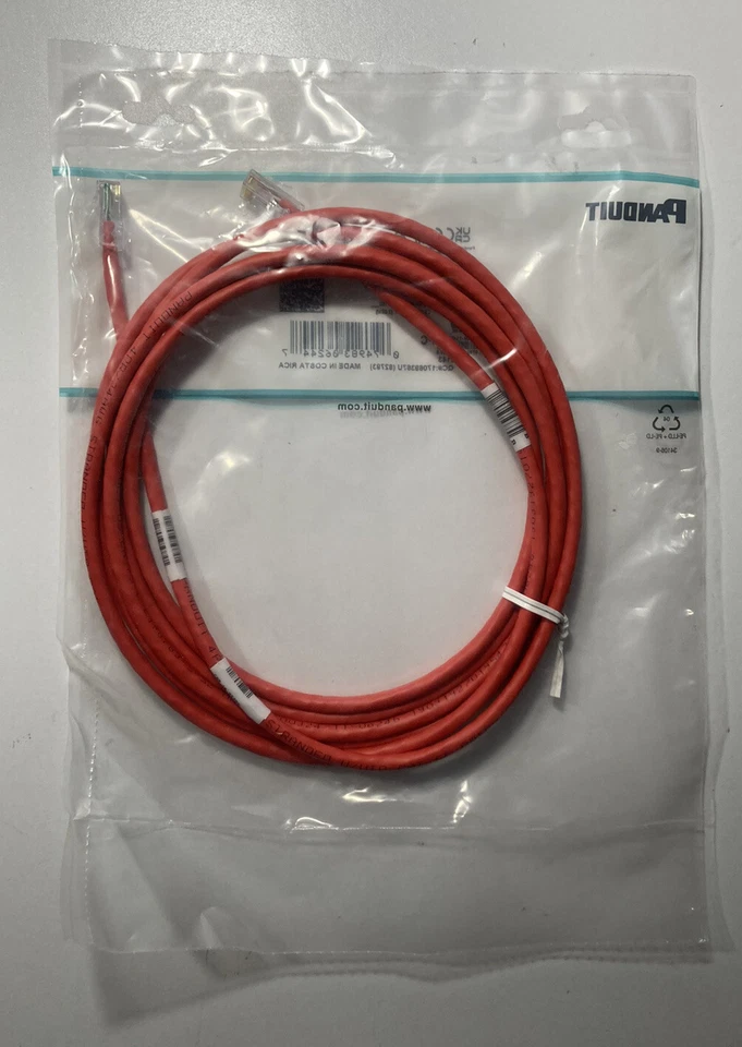 Panduit UTPCH10RDY - TX6E 10ft Red Patch Cord (3.05m) T568A, CM, 24AWG Stranded - Image 3 of 4