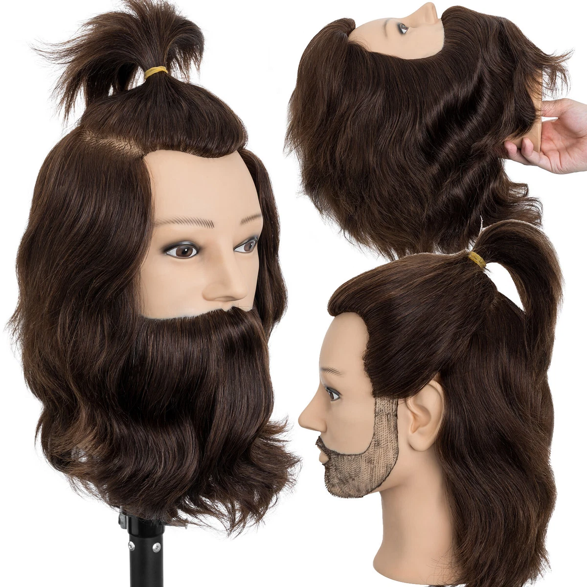 100% Real Hair Mannequin Head Training Head Cosmetology Manikin Head Doll Head