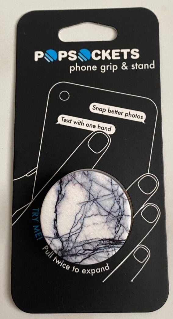 BRAND NEW PopSocket Collapsible Grip & Stand Holder in White Marble (101178)-image