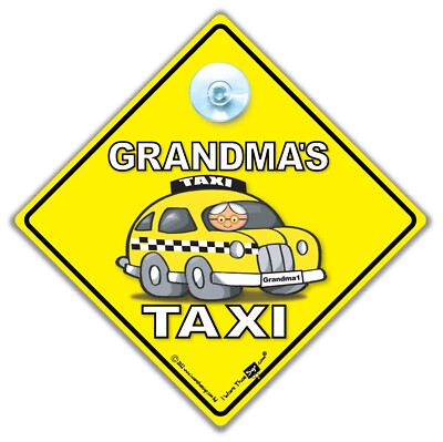 Omas Taxischild, Omas Taxi Saugnapf Autoschild, Baby Bordschild