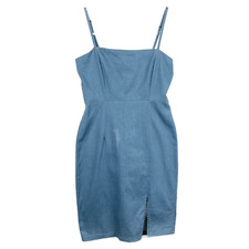 Lulus Small Blue Chambray Sleeveless Mini Dress Women