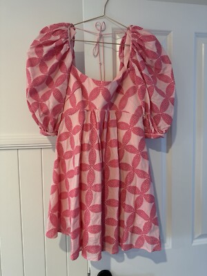 ACLER PERRY SHORT SLEEVE MINI DRESS PINK MIX SIZE 10