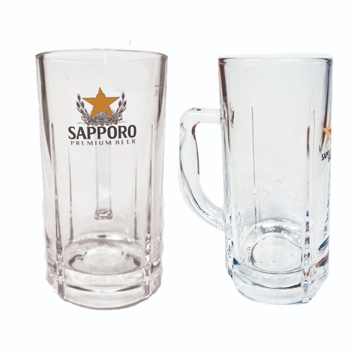 SAPPORO 2 x BEER TANKARD PINT GLASSES 620/500ml BNWOB JAPAN MAN CAVE - 第 1/1 張圖片