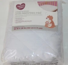 Parent's Choice size 28"x52" White Fitted Quilted Crib Mattress Pad 
