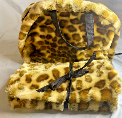 2 Piece furry Leopard Print Cosmetic Bag Set Cheetah Toiletry Travel Makeup  Bags | eBay