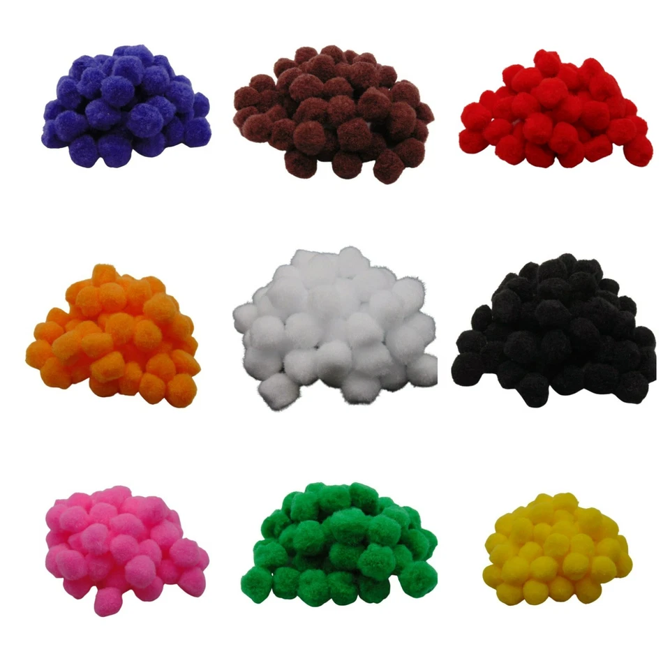 25mm Craft Pom Poms - 2.5cm Fluffy Art Card Making Single or Assorted Colours UK - Image 3 of 3