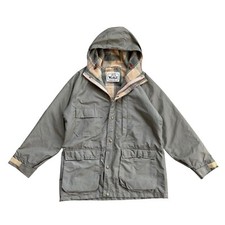 Vintage Woolrich Woman Jacket Wool-Lined Hooded Size Medium Khaki