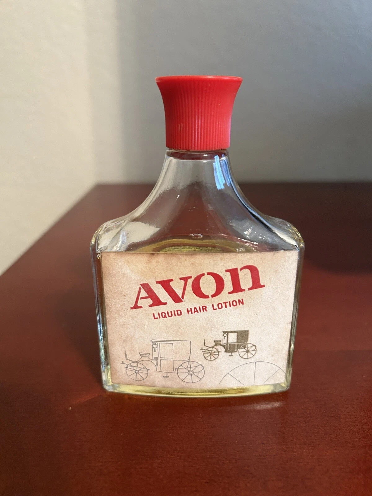 Avon Stagecoach (White & Red Label) Liquid Hair Lotion 4 oz Bottle   1962