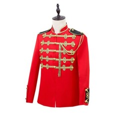Mens Hussar Suit Jacket Drummer Steampunk Blazer Show Party Mess Dress Tunic