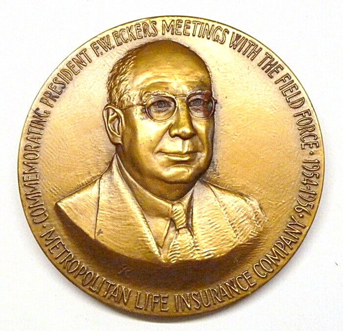 1956 F.W. Eckers Metropolitan Life Insurance Company Bronze Medal 76mm