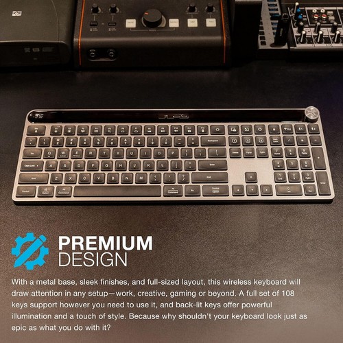 JLab Epic Wireless Keyboard, Black, 108 Keys, Multi-Device, 2.4G/Bluetooth - Picture 7 of 8