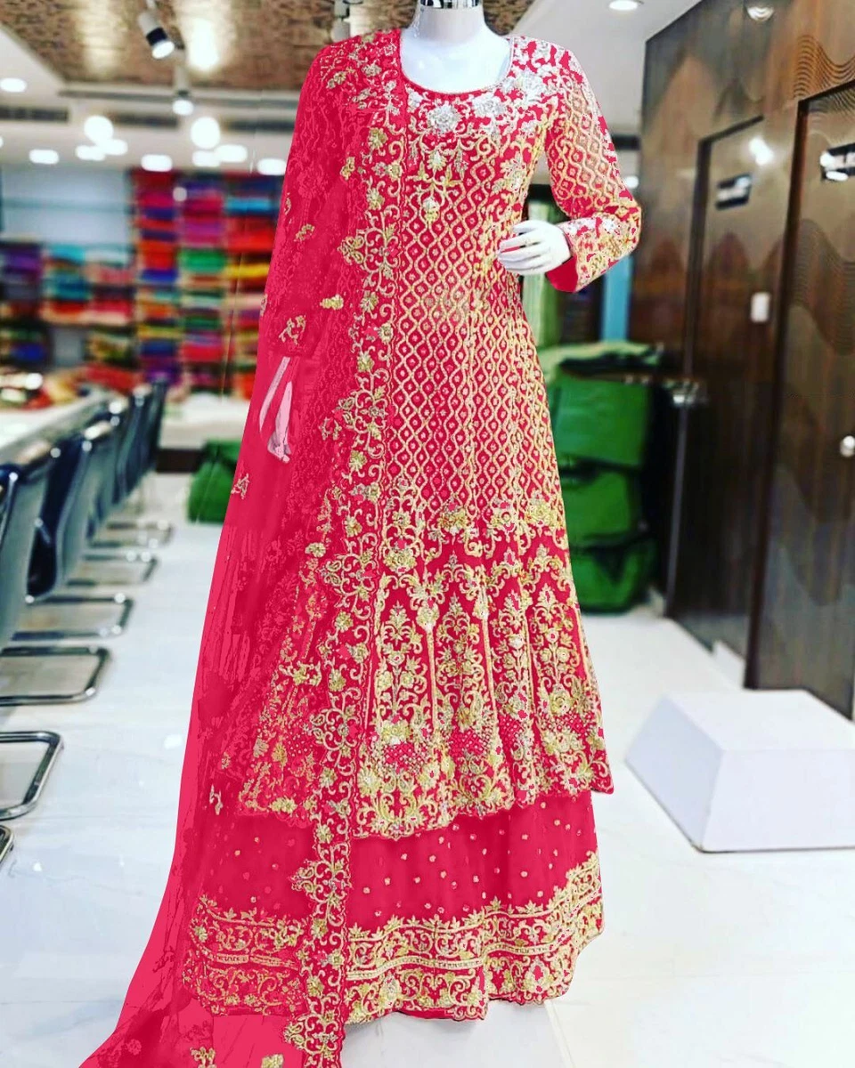 Pink Colour Net Fabric Wedding Lehenga Choli.