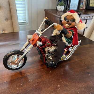 Vintage Dan Dee Christmas Chopper Animated Singing Reindeer Biker Works  Rare