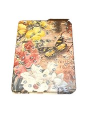 Pocket Mirror/Compact- rectangular- flowers- butterfly glitter-yellow pink white