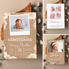 Personalised Photo Christening Invitation - Baptism / Naming day invitation (R1)