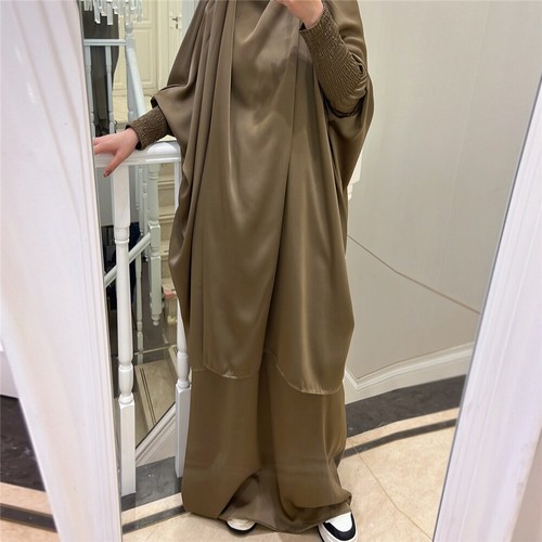 Muslim Khimar Robe Prayer Dress Set Women Overhead Hijab Abaya Niqab Burqa - Picture 49 of 109