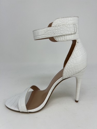 Sigerson Morrison Off White Croc Embossed Leather Heels Ankle Strap KADIE Size 7 - Picture 18 of 22