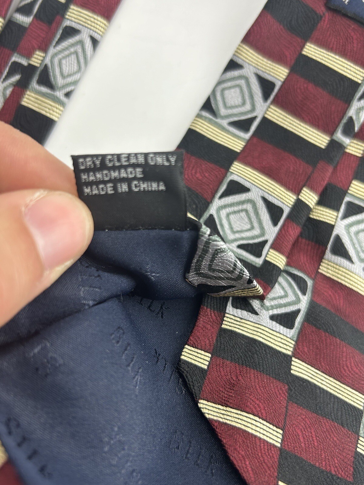 Stanley Blacker Silk Red Geometric Pattern Necktie - image 3