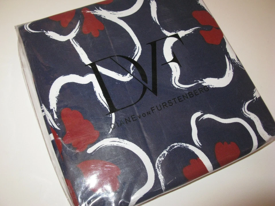 Diane Von Furstenberg GUIRNALDAS DE BAILE Cortina de Ducha Floral Azul Rojo NUEVO Foto 2 de 3