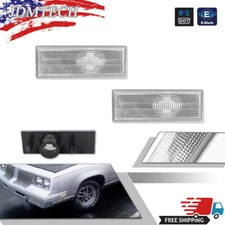 For 1981-88 Cutlass 442 Front Fender Bumper Side Marker Light Clear Lens LH & RH