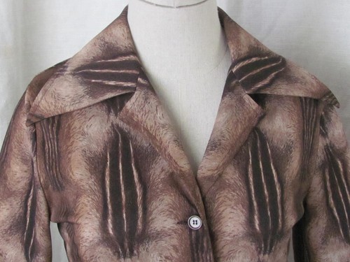 AMEN WARDY Ladies Vintage Poly Disco Shirt Browns SzXS (32) 1970s - Picture 2 of 4
