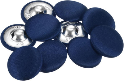 10 Stück Dunkelblau Knöpfe mit Stoffüberzug 25mm Satinstoff Bezogen Nähknöpfe Ru