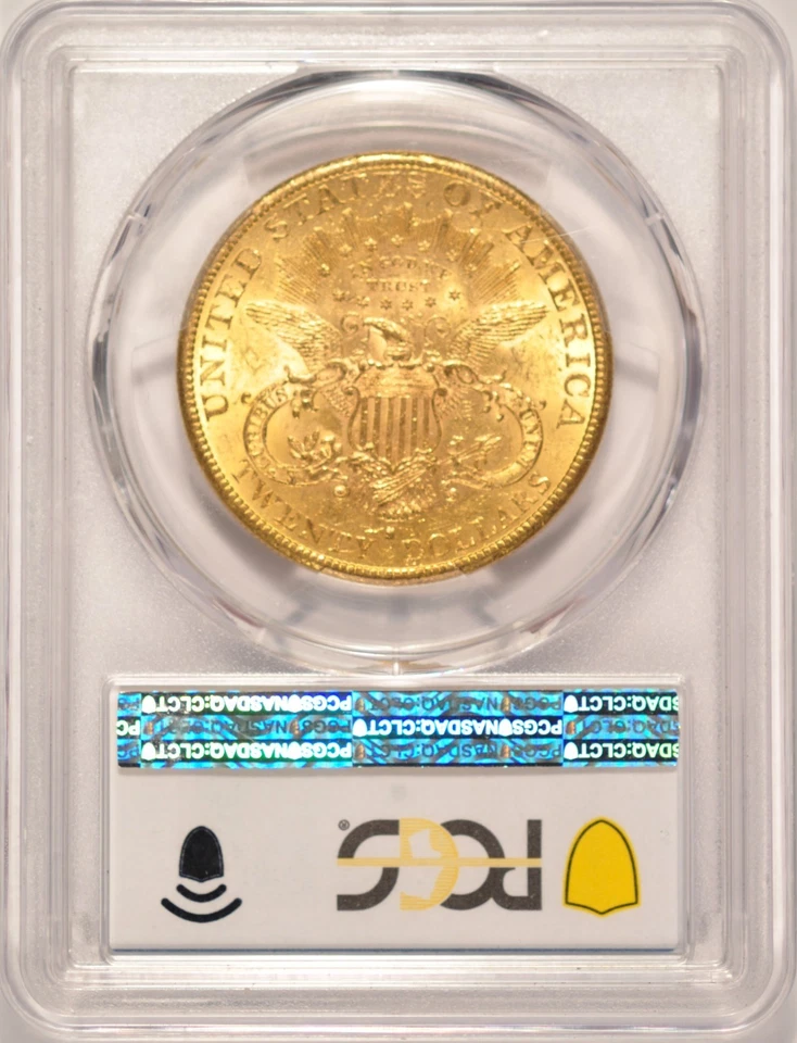 Moneda de oro doble águila de $20 de 1890-S graduación profesional MS-62 oro anterior a 1933 como nueva de San Francisco Foto 2 de 4