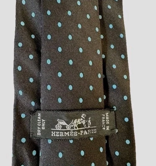 Corbata de seda Hermes Paris a lunares para hombre hecha en Francia/gris Foto 4 de 4