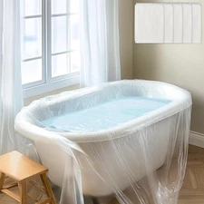 Large 102 x 47 Inch Disposable Bathtub Cover Liner Transparent Plastic Tub Bag
