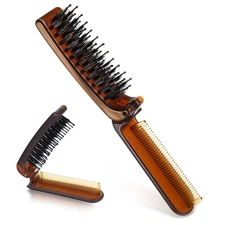Collapsible Portable Pocket Nylon Bristle Folding Hair Brush with Comb