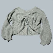 Knitted Women  s S Jumper Sweater Adjustable Green ribbed oversized off shoulder