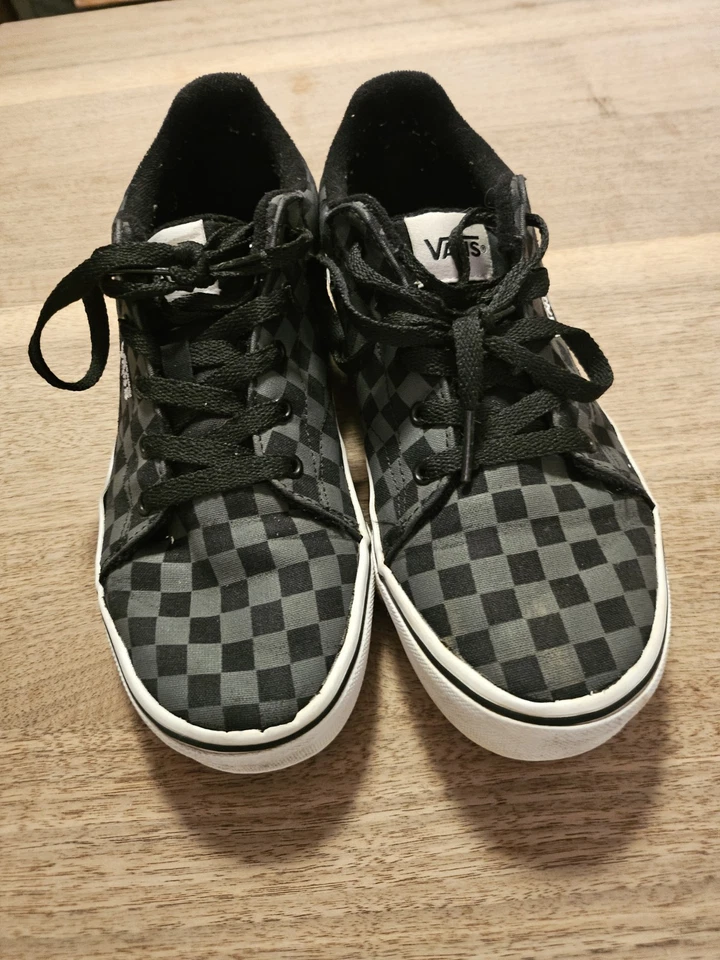 Zapatillas Vans Off The Wall Niños Negras/Grises Tablero a Cuadros Icónicas Juveniles Talla 5 Foto 2 de 4